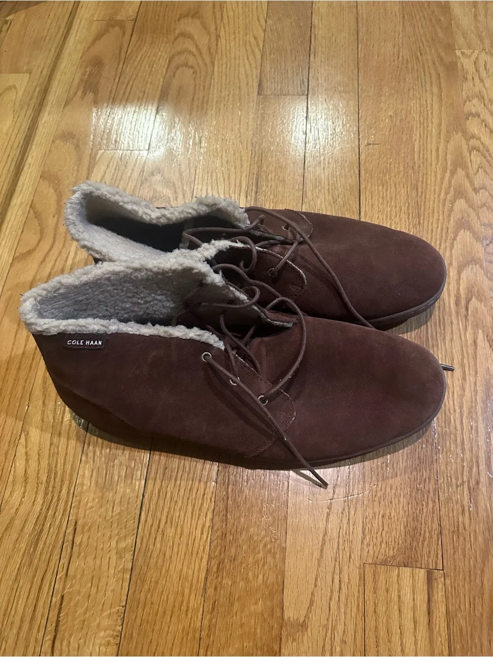 Cole Haan Brown Suede Shearling-Lined Chukka Boots Size 11